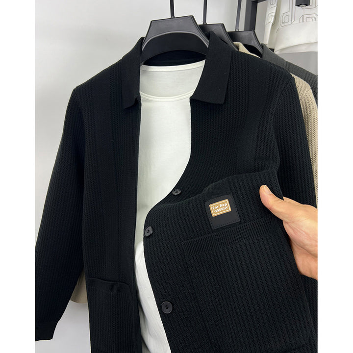 Herren Modische Strickjacke mit Lochmuster Drune