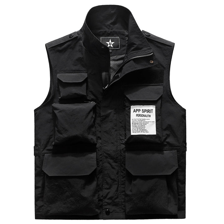 Herren Multifunktionale Mehrfachtaschen-Weste mit Stehkragen Drune