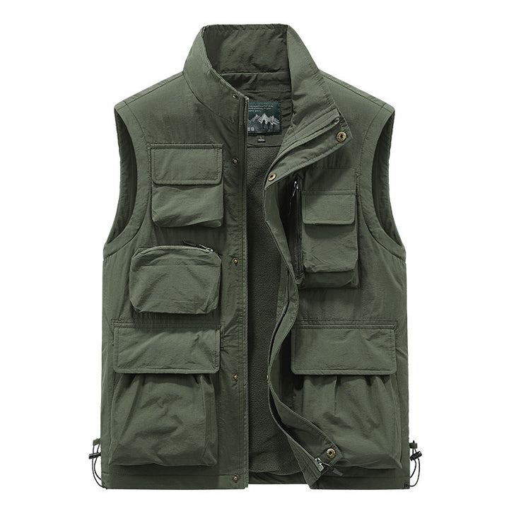 Herren wattierte Multifunktions-Taschenweste mit Fleece-Innenfutter und Stehkragen Drune