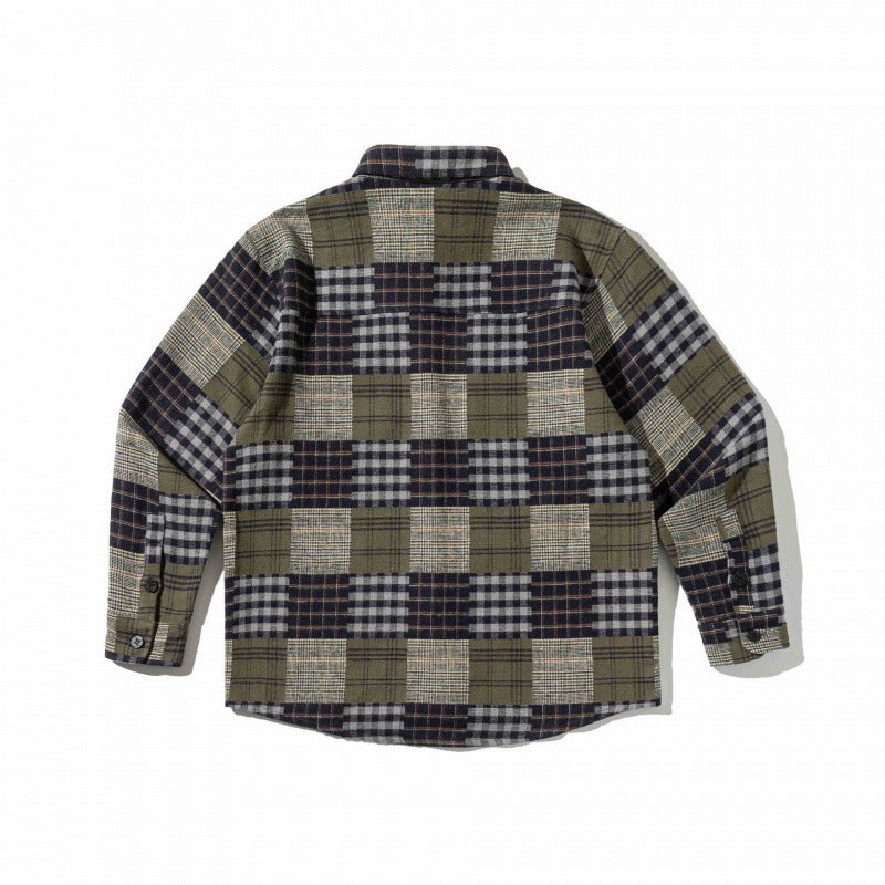 Unisex Kariertes Overshirt im Boxy‑Cut aus gebürstetem Flanell mit aufgesetzter Brusttasche Drune