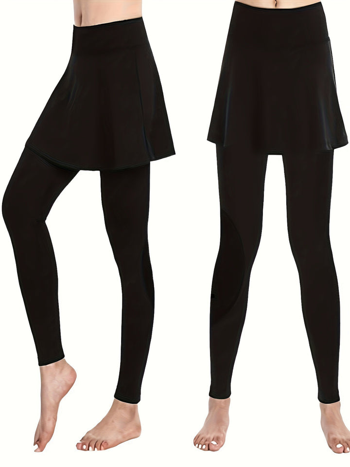 Damen High‑Waist Leggings mit angesetztem Rock‑Overlay Drune