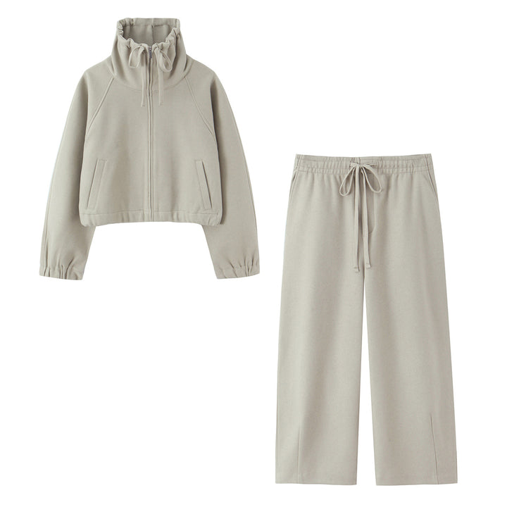 Damen 10+ weite High‑Waist Lounge‑Palazzohose mit Elastikbund und Tunnelzug Drune
