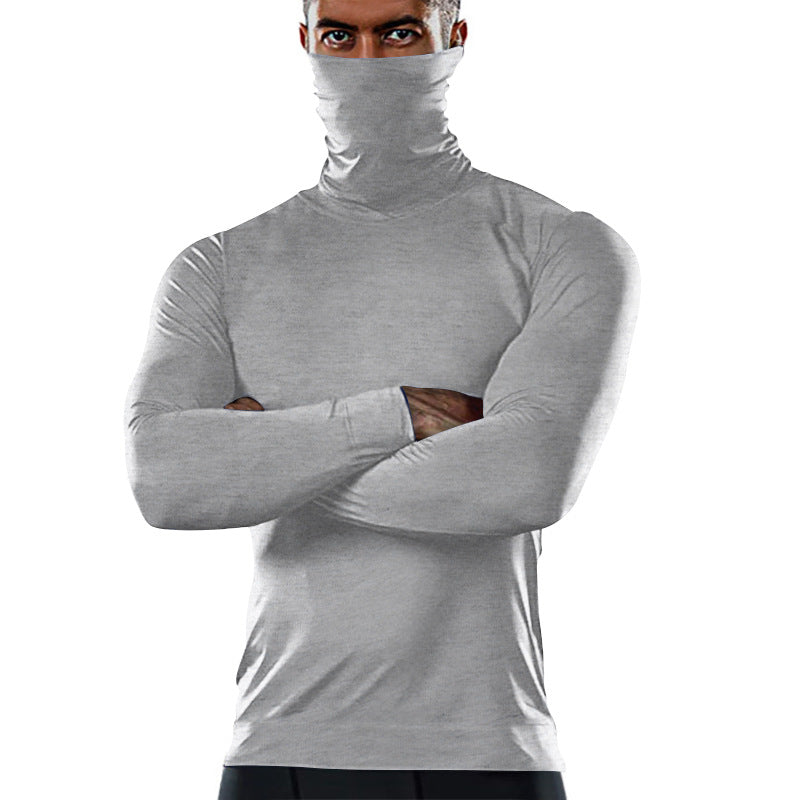 Herren funktionales Langarmshirt mit hohem Kragen und feuchtigkeitsregulierendem Material Drune