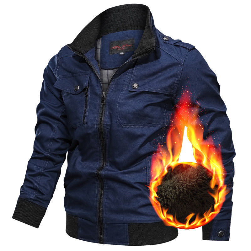 Herren nan multifunktionale Piloten-Bomberjacke mit herausnehmbarer Teddy-Innenweste, Schulterpatten und verdecktem Reißverschluss Drune