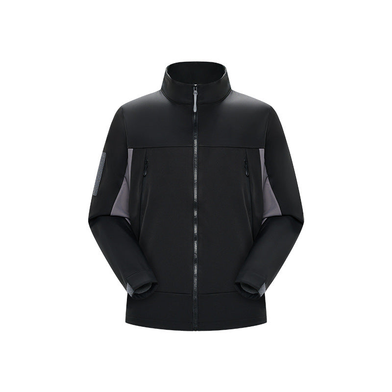 Herren Hybrid-Softshelljacke im Urban-Tech-Look mit hohem Stehkragen und verdecktem Reißverschluss Drune