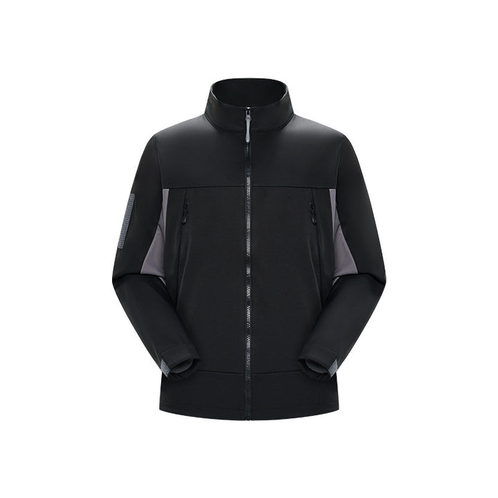 Herren Hybrid-Softshelljacke im Urban-Tech-Look mit hohem Stehkragen und verdecktem Reißverschluss Drune