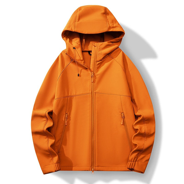 Herren Atmungsaktive Softshell-Hybridjacke mit Kapuze, Fleece-Innenfutter und Zwei-Wege-Reißverschluss Drune