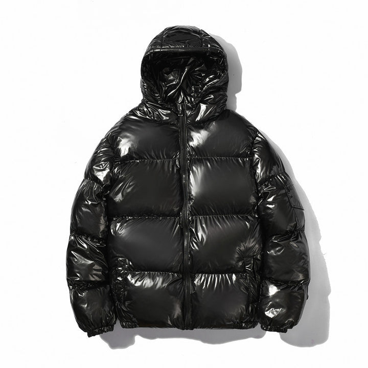 Herren Hochglänzende Wattierte Kapuzenjacke mit Steppung und Thermo‑Füllung Drune