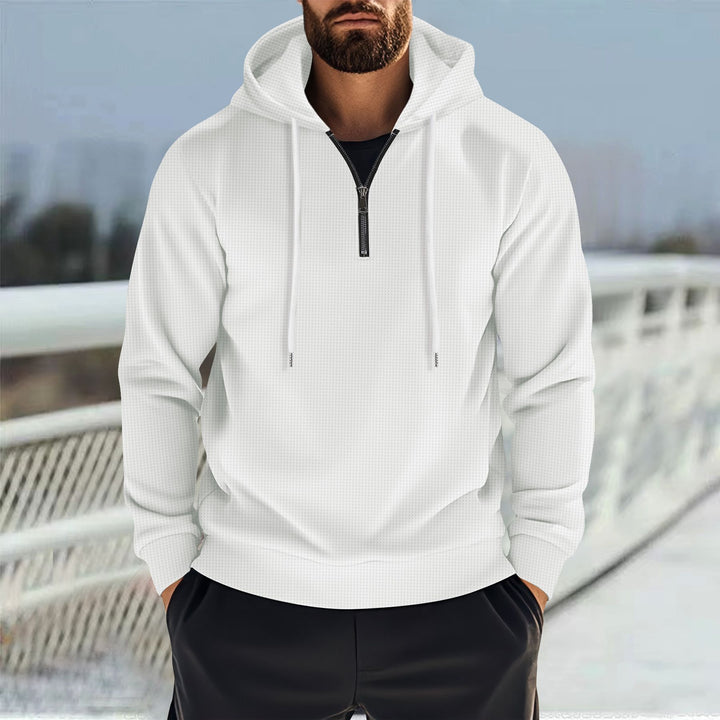 Herren Sportlicher Kapuzenpullover mit kurzem Reißverschluss und atmungsaktiven Einsätzen Drune