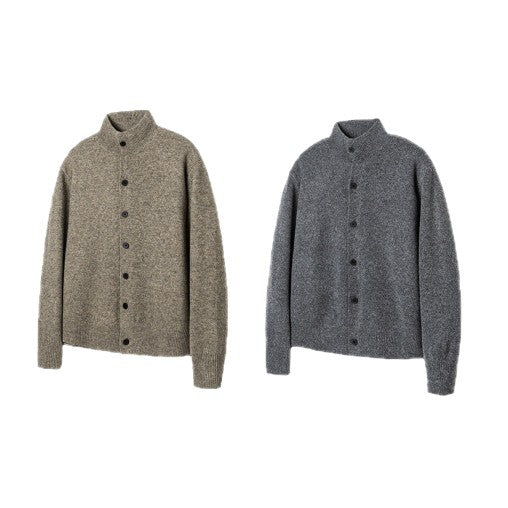 Damen Strick-Cardigan mit Stehkragen, durchgehender Knopfleiste und geripptem Saum Drune