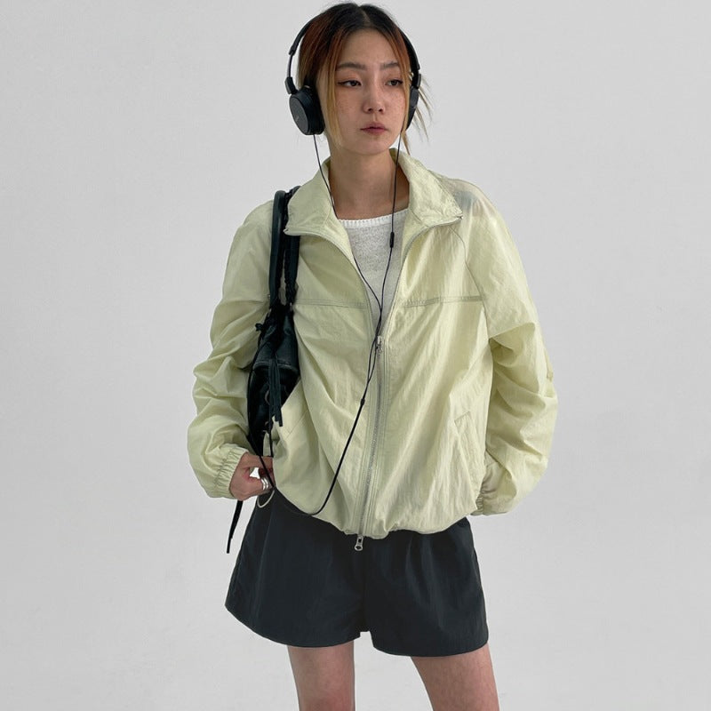 Damen leichte Windjacke mit hohem Kragen Drune