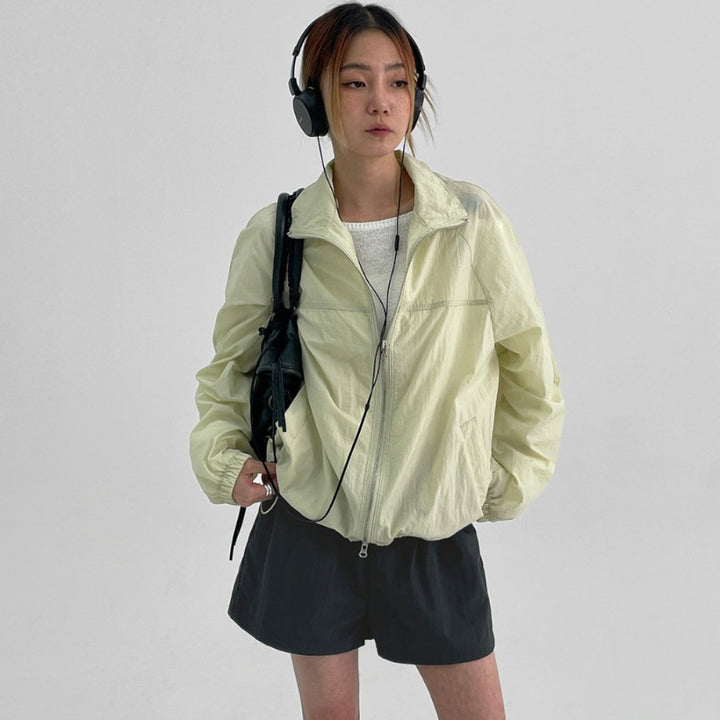 Damen leichte Windjacke mit hohem Kragen Drune