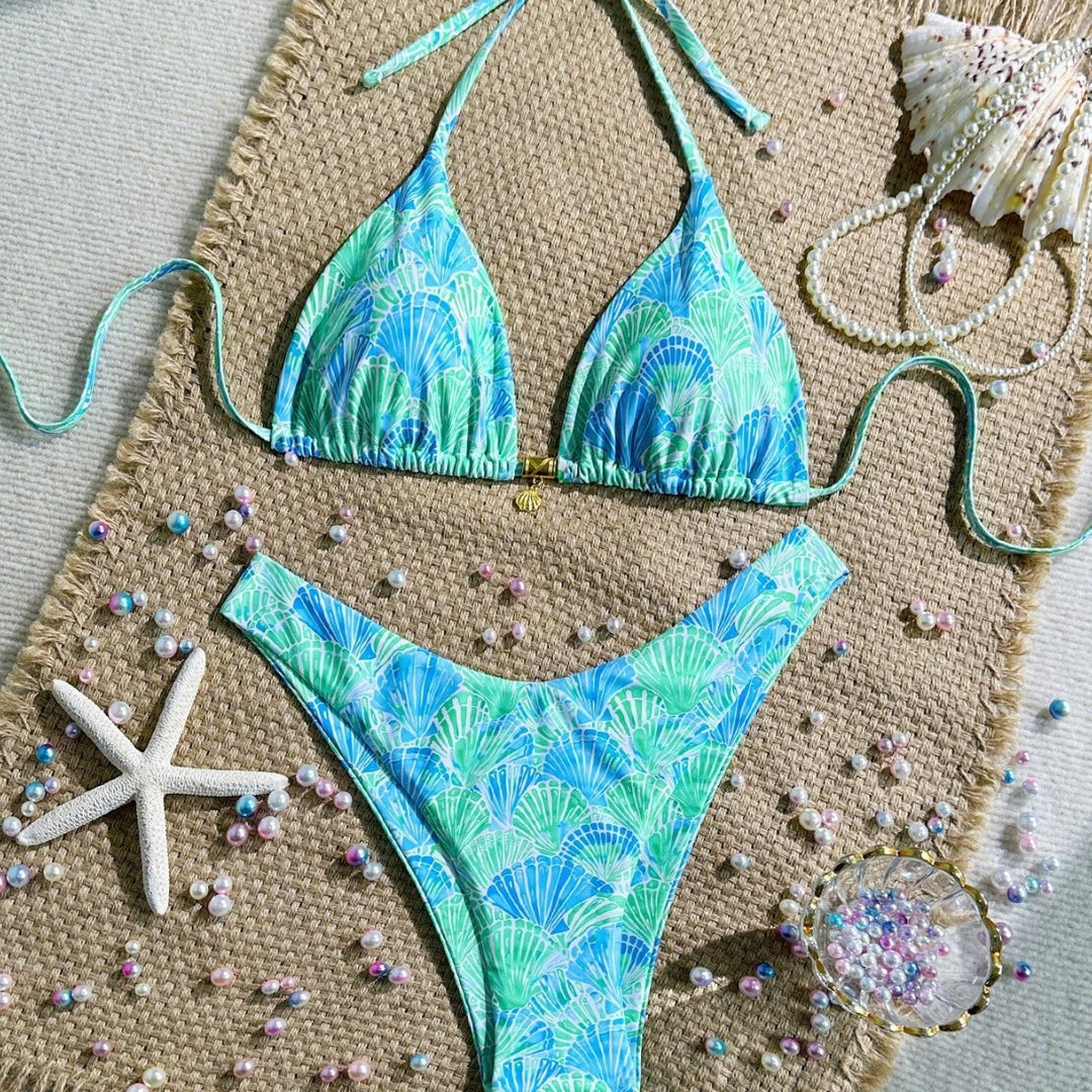 Damen Triangel-Bikini mit floralen Mustern Drune