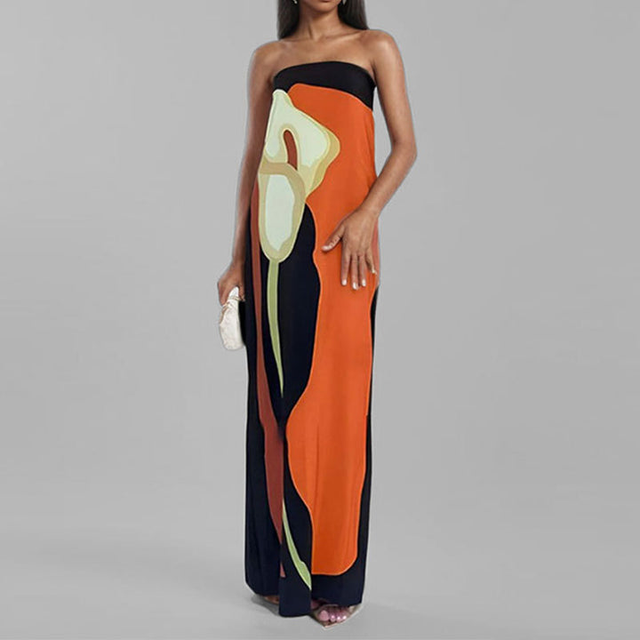 Damen Maxi-Kleid im modernen Kunststil Drune