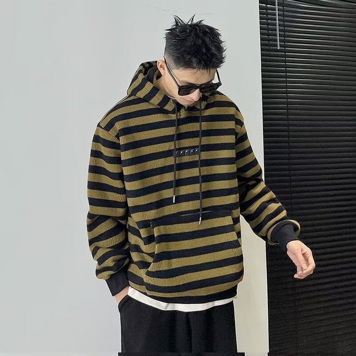 Herren Modischer Hoodie mit Streifenmuster Drune
