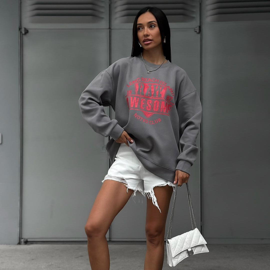Damen lässiges Sweatshirt mit kreativem Druck Drune