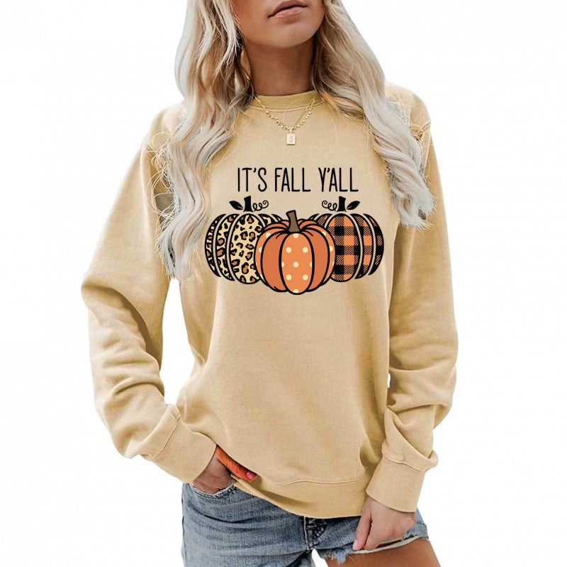 Damen nan lässiges Herbst Sweatshirt mit Kürbismotiv und Rundhalsausschnitt Drune