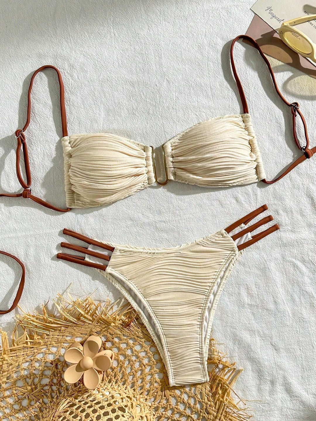 Damen Triangel-Bikini mit elegantem Raffungsdesign und modischen Trägerdetails Drune