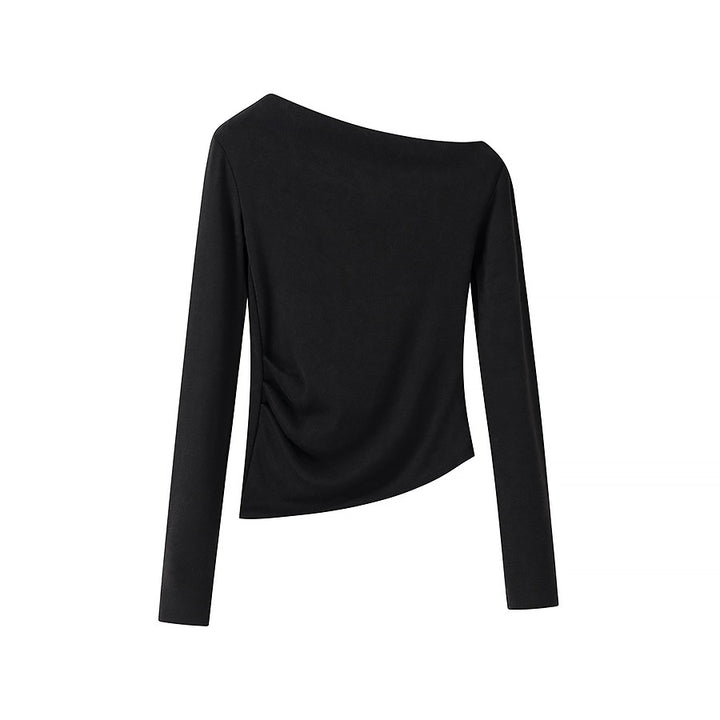 Damen Asymmetrisches One-Shoulder Langarmshirt mit seitlicher Raffung Drune