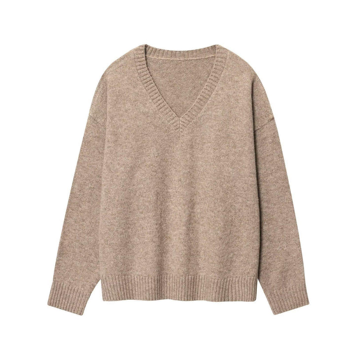 Damen Strickpullover mit V-Ausschnitt und weitem Schnitt Drune