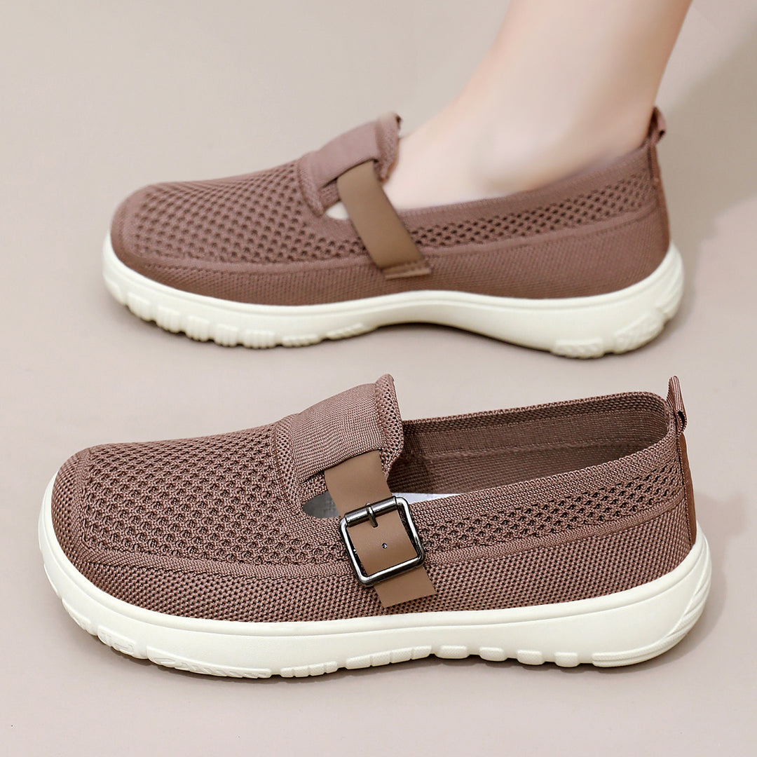 Damen nan atmungsaktiver Strick-Slip-On mit verstellbarer Metallschnalle und federnder Leicht-EVA-Sohle Drune