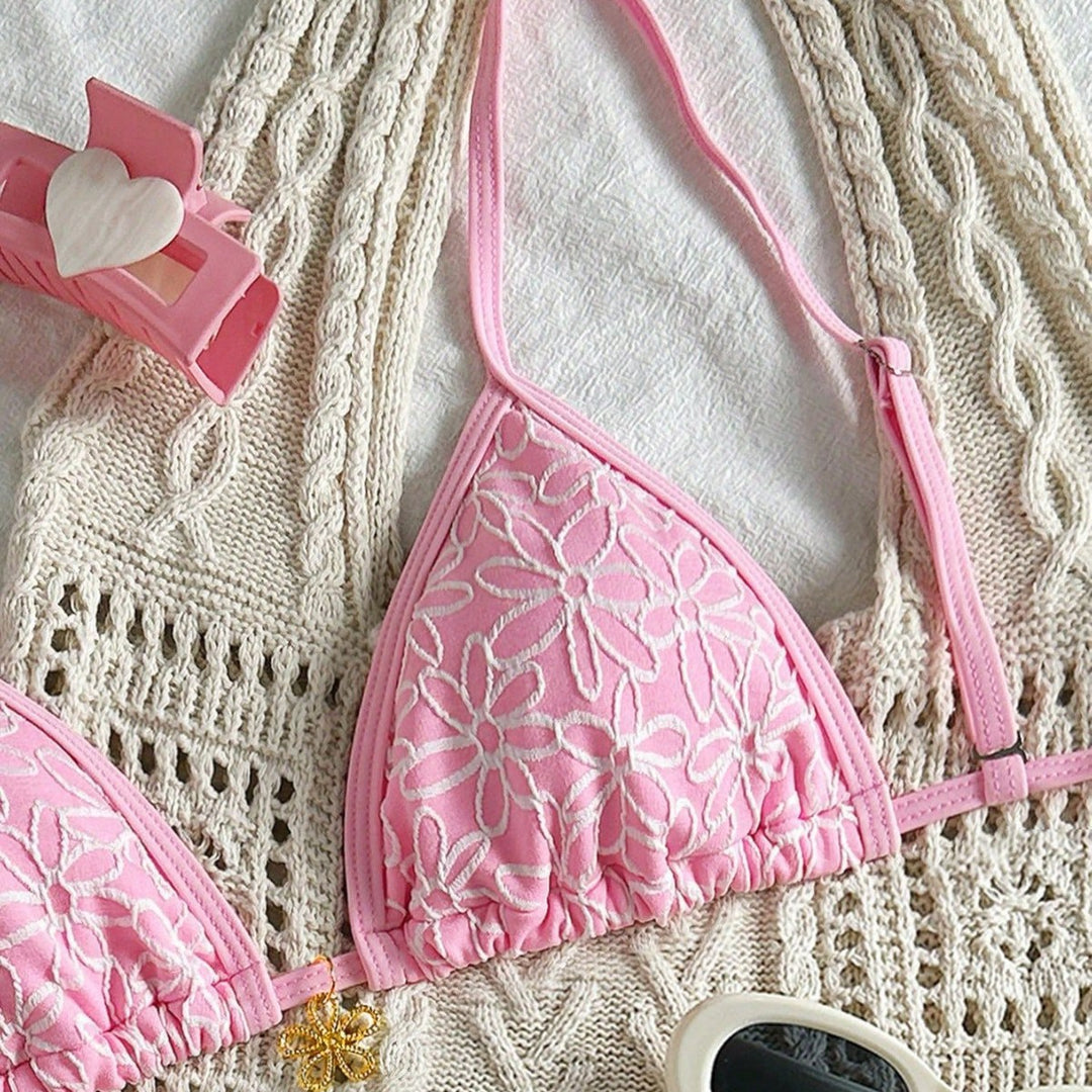 Damen Triangel-Bikini mit floralem Design Drune