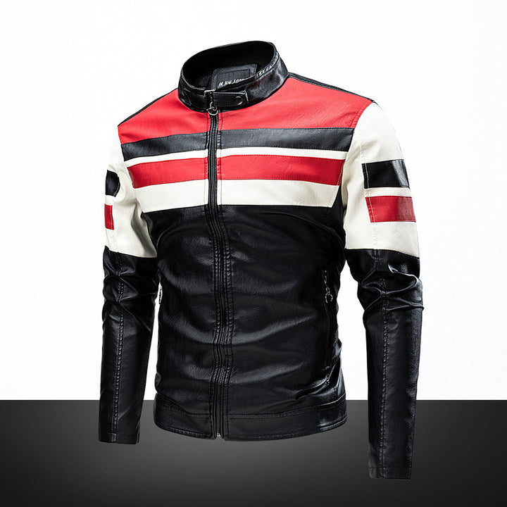 Herren Lederimitat-Bikerjacke im Retro-Racing-Design Drune