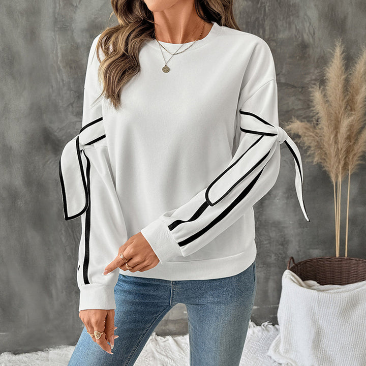 Damen Oversize-Sweatshirt mit Schleifenärmeln und Kontrastpaspel Drune