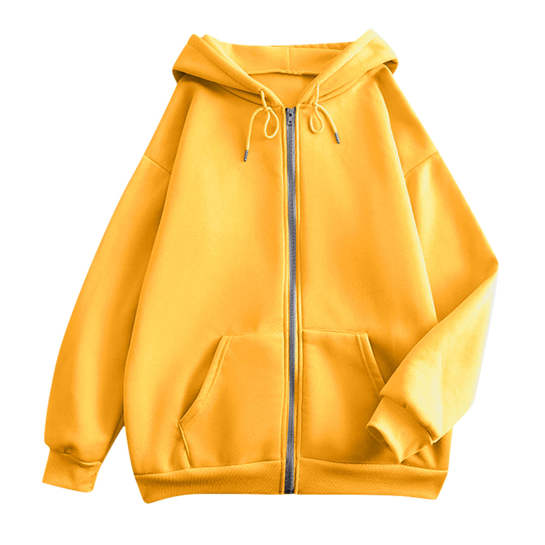 Damen nan extrabreite Zip-Kapuzenjacke mit weichem Fleecefutter, Kängurutaschen und gerippten Bündchen Drune
