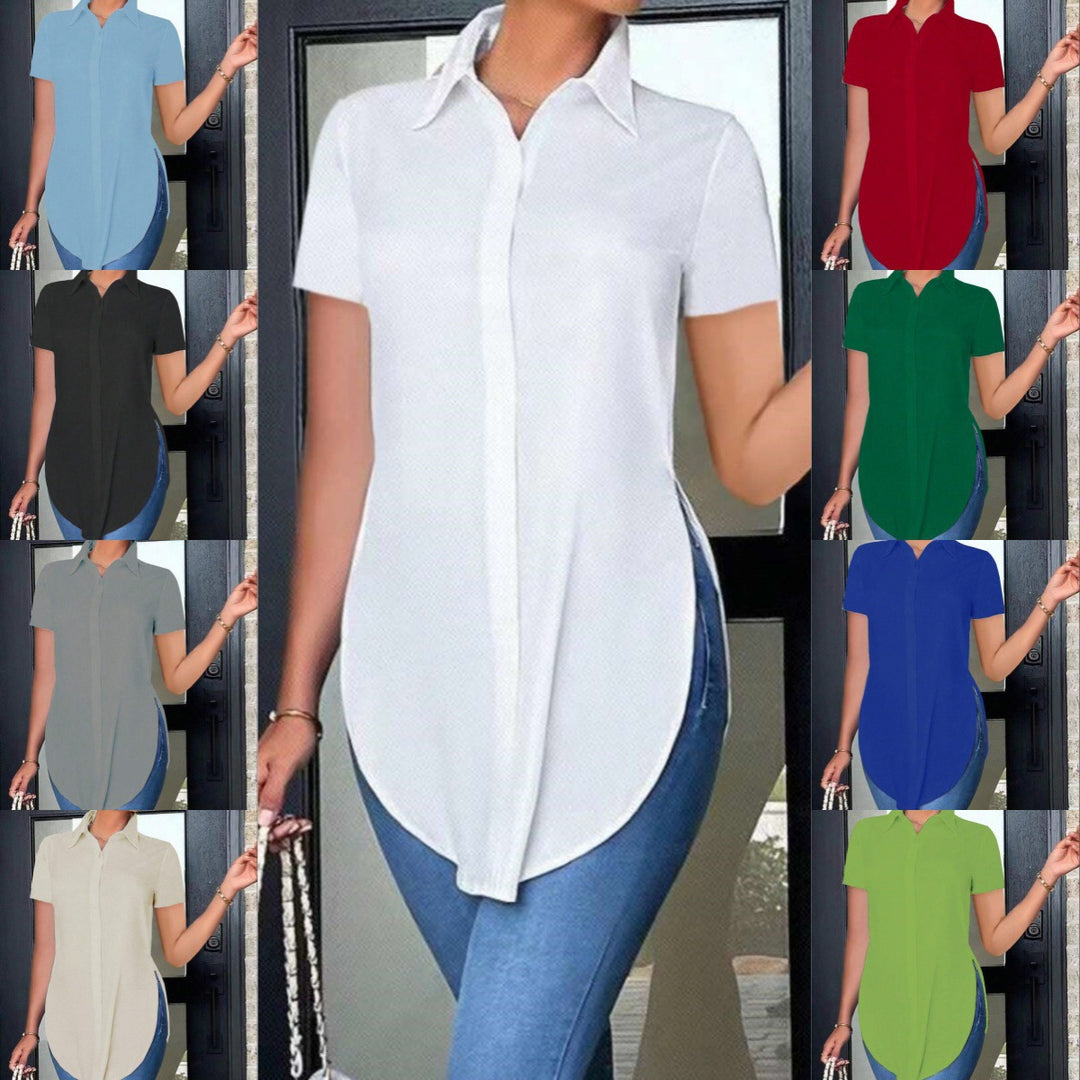 Damen Modisches Oversized-Hemd mit Seitenschlitzen Drune