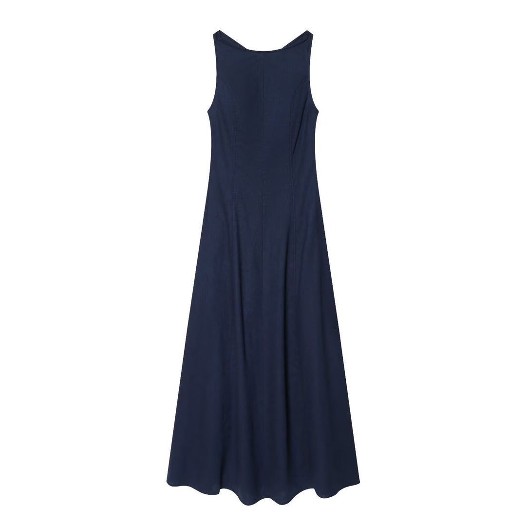 Damen Maxikleid mit elegantem V-Ausschnitt und fließendem Schnitt Drune