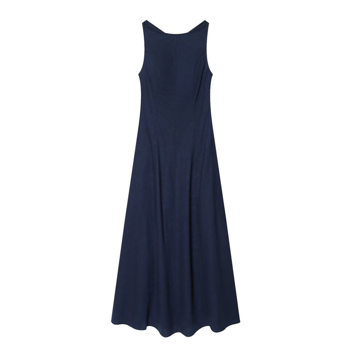 Damen Maxikleid mit elegantem V-Ausschnitt und fließendem Schnitt Drune