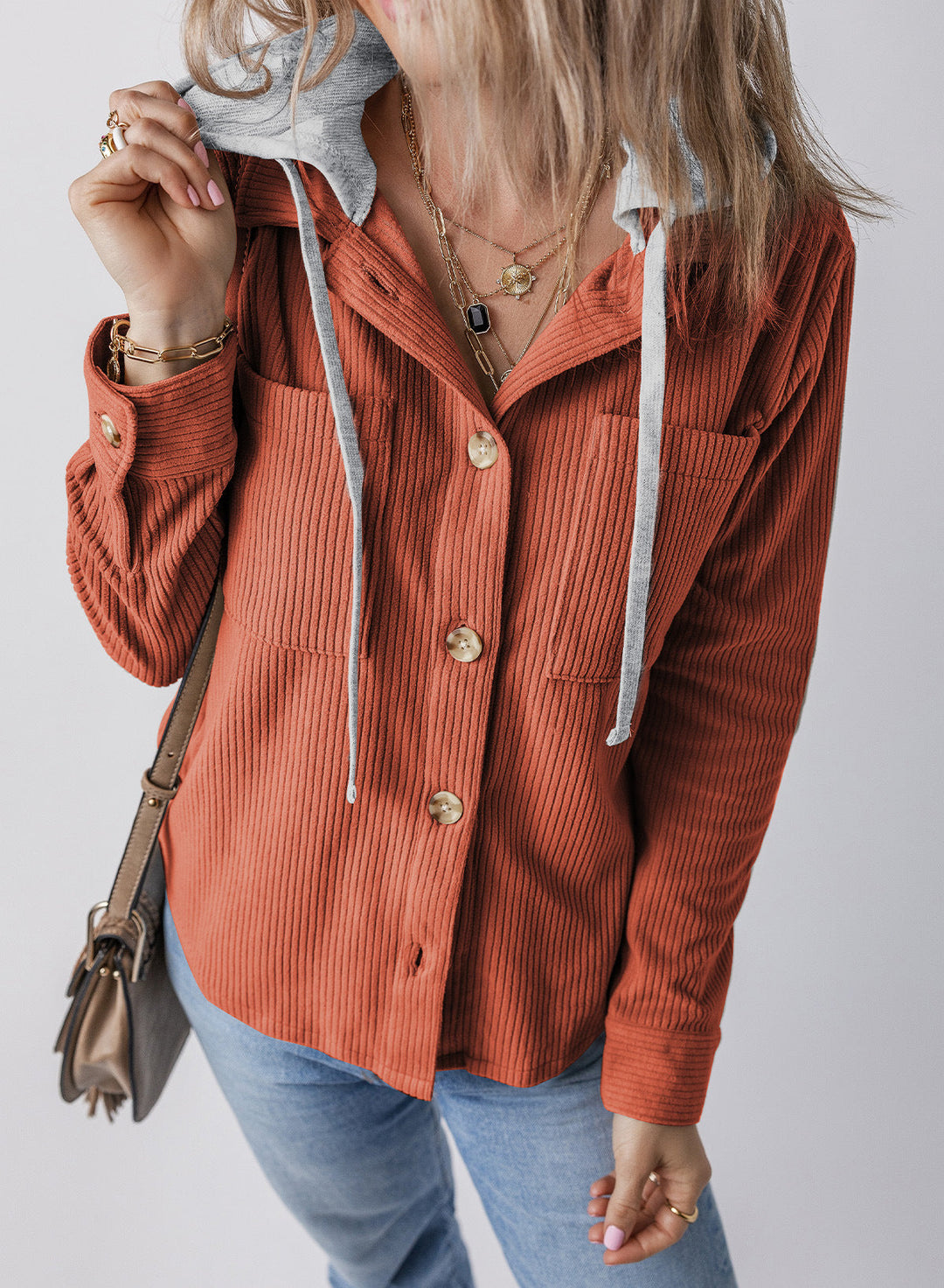 Drune | Revers Knopf Kapuzenjacke