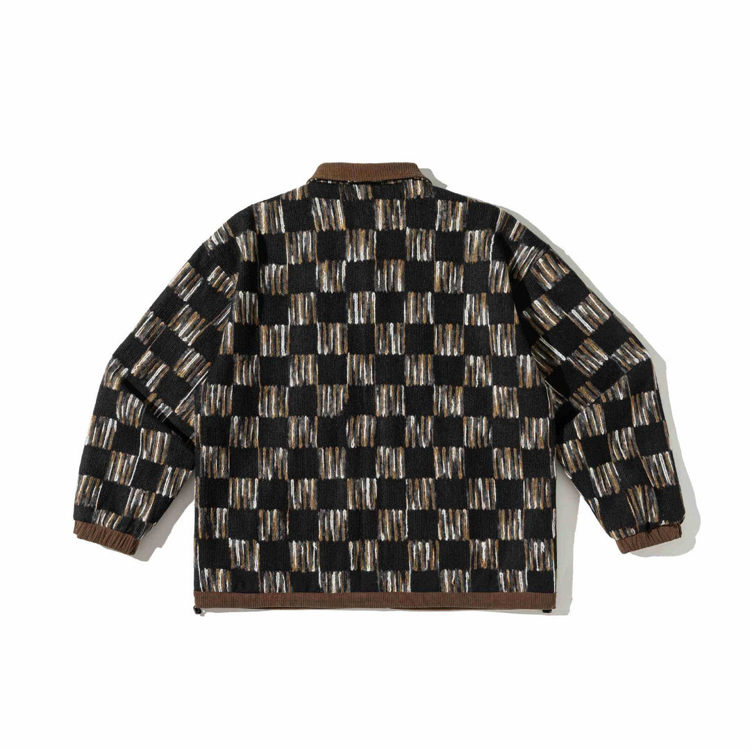 Herren Gemusterte Wollmix Overshirtjacke mit Cordkragen und Pattentaschen Drune