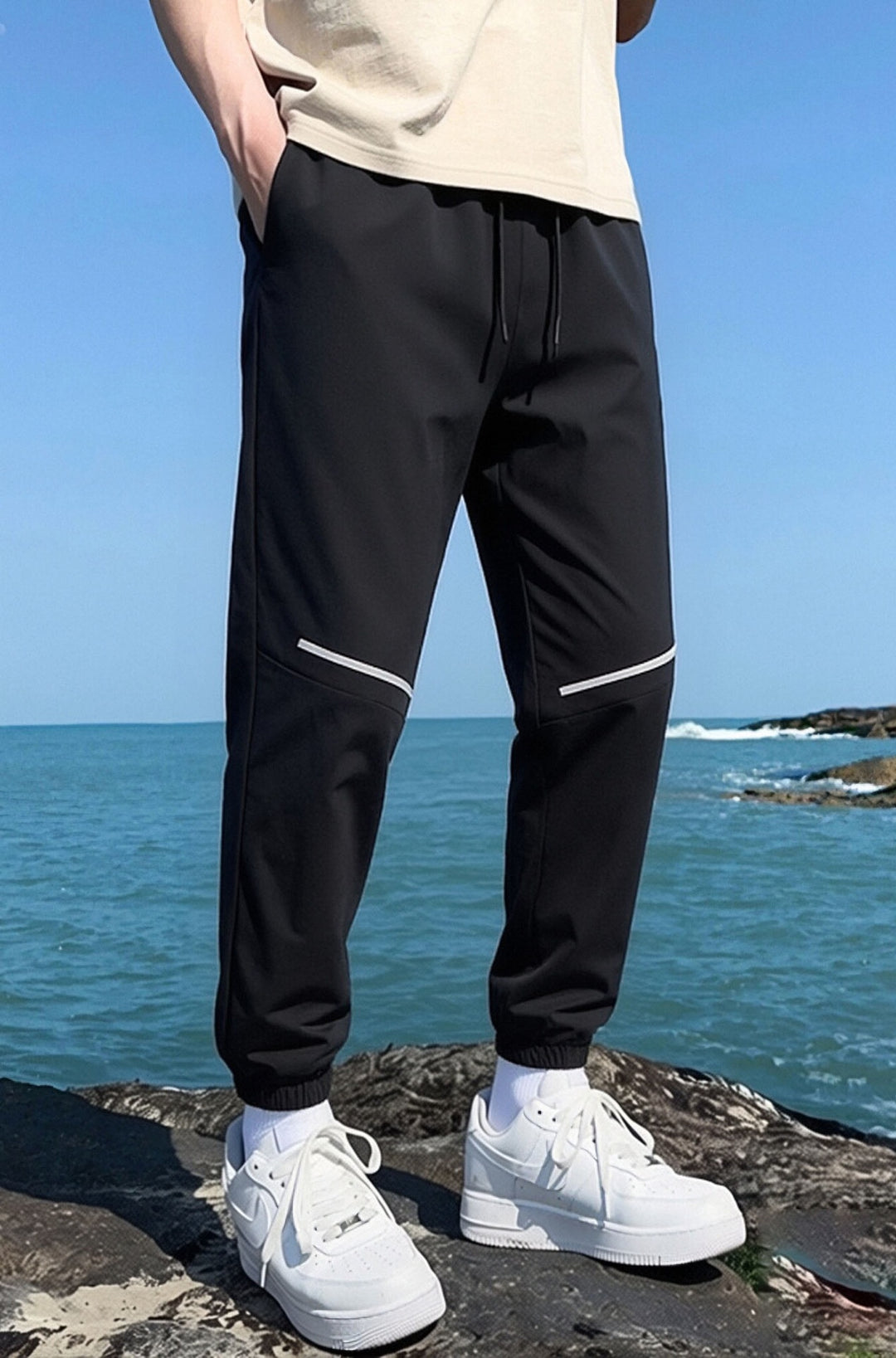 Herren Sportliche Jogginghose mit seitlichem Reißverschluss Drune