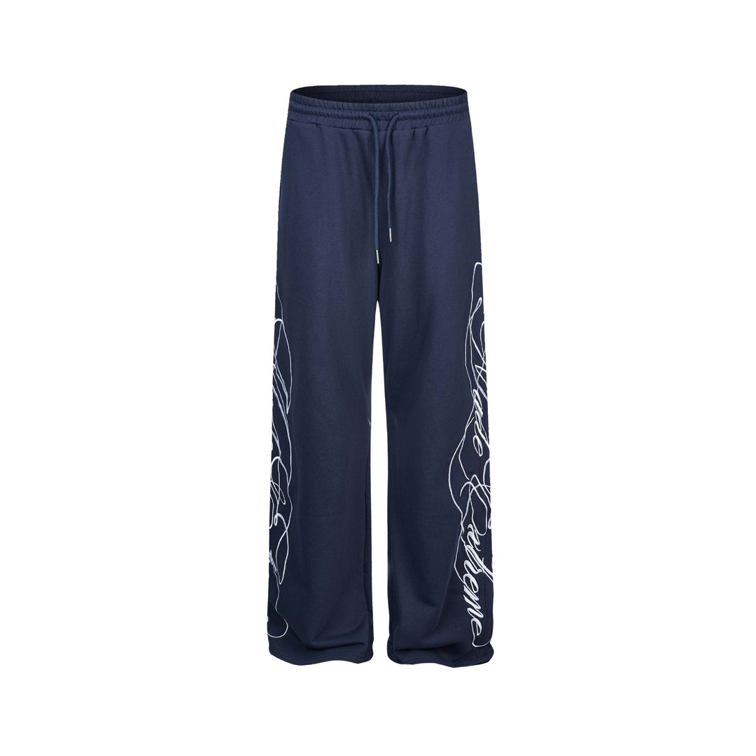 Damen Weiche Loungehose mit weitem Bein, elastischem Bund und Statementdruck Drune