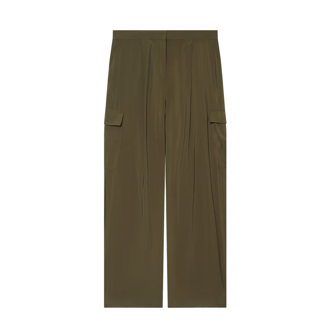 Damen Zweiteiliges Ensemble aus plissiertem Cropped-Blouson mit Stehkragen und weiter Cargo-Hose Drune