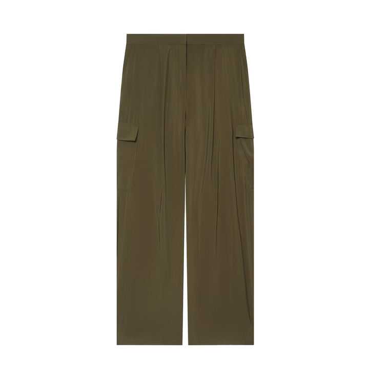 Damen Zweiteiliges Ensemble aus plissiertem Cropped-Blouson mit Stehkragen und weiter Cargo-Hose Drune