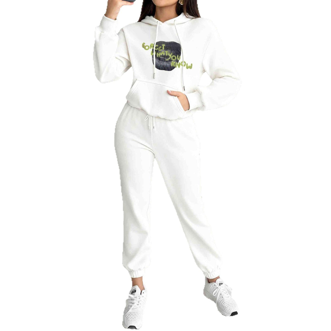 Damen nan Kapuzen-Sweatshirt und Slim-Jogginghose Lounge-Set mit Kängurutasche, gerippten Bündchen und figurbetonter Passform Drune