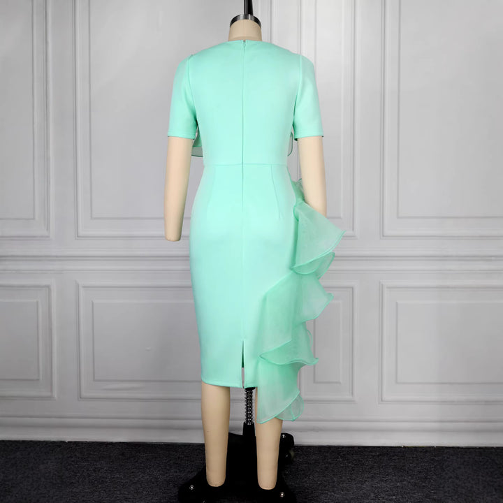 Damen figurbetontes Cocktailkleid mit elegantem Rüschendesign Drune