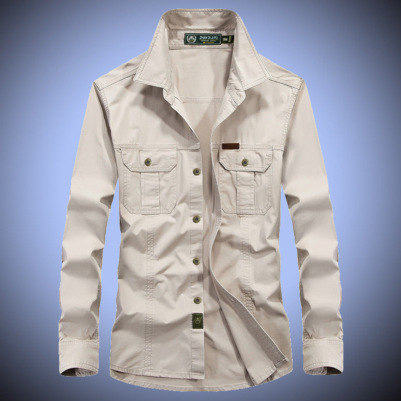 Herren Canvas-Overshirt mit Brustklappen und robustem Baumwollmix Drune