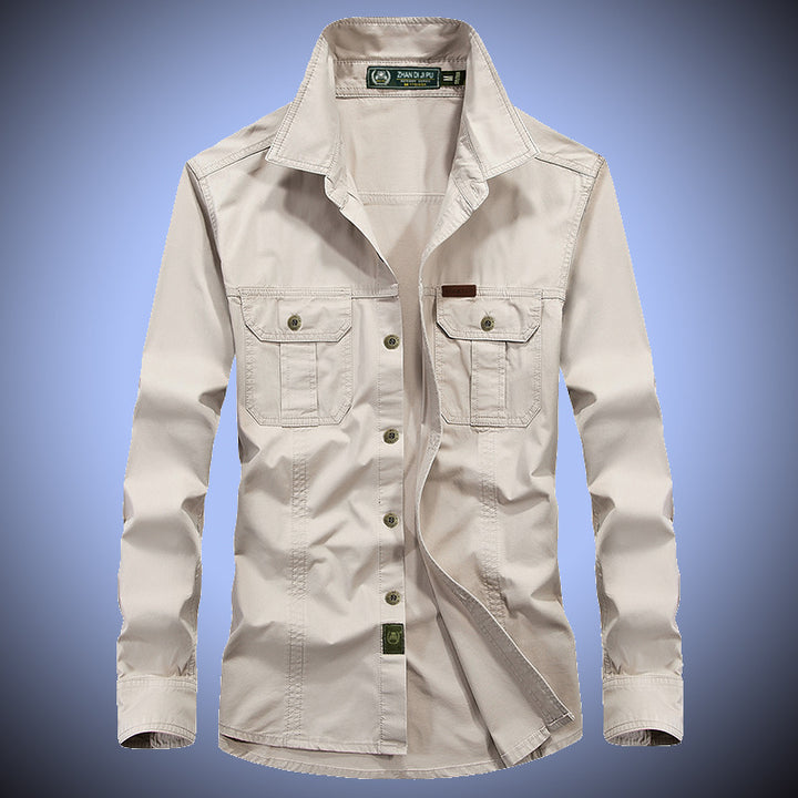 Herren Canvas-Overshirt mit Brustklappen und robustem Baumwollmix Drune