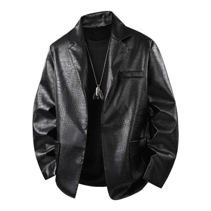 Herren Modische Kunstlederjacke mit eleganter Schnittführung Drune