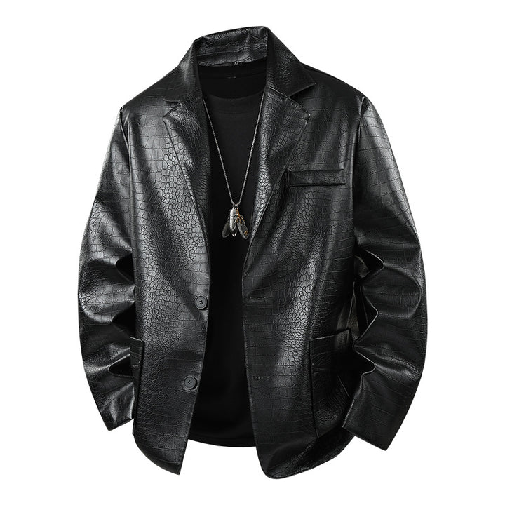 Herren Modische Kunstlederjacke mit eleganter Schnittführung Drune