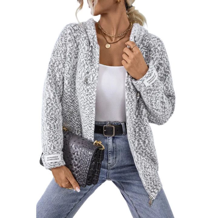 Damen Cozy Boucle Strick Hoodie Drune