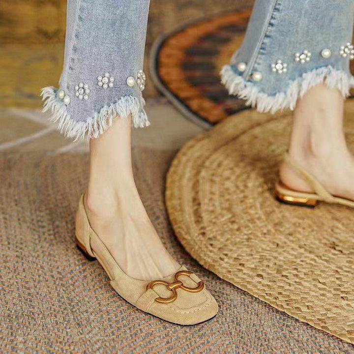 Damen Slingback Ballerinas mit eleganter Schnallen-Applikation Drune