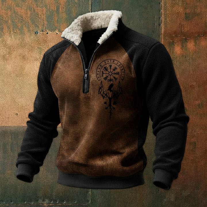 Herren Urbaner Fleece Pullover mit Baum-Motiv Drune
