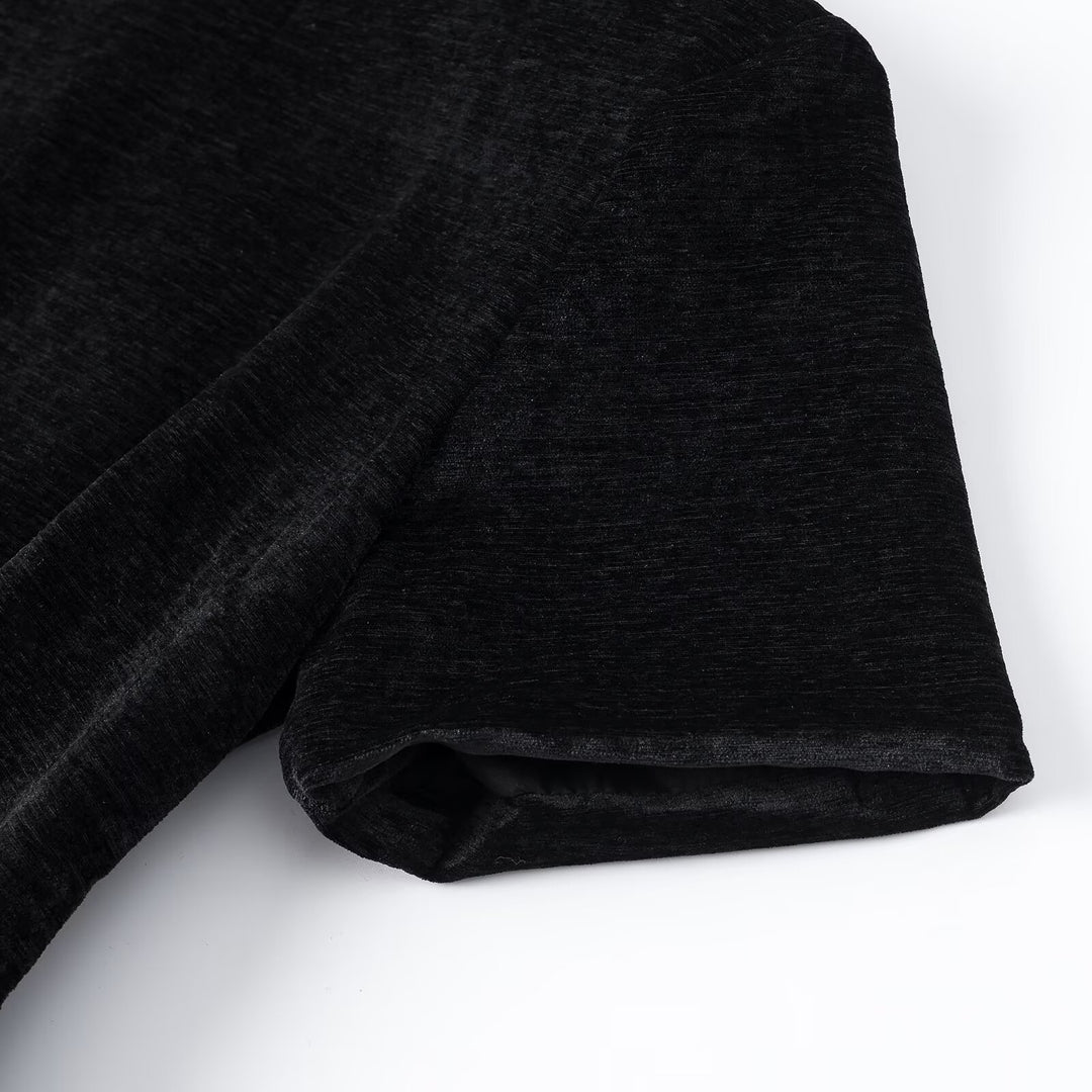 Damen Samt-Midikleid mit kurzen Ärmeln und gestuftem Plisseerock Drune