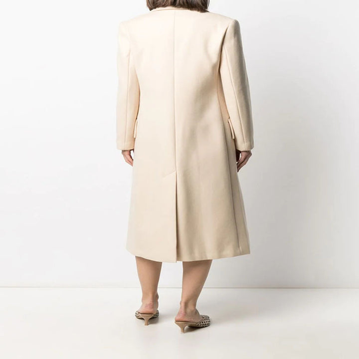 Damen Midilanger Tailoring-Mantel aus Wollmix mit schmalem Revers und kaschierendem Fall Drune