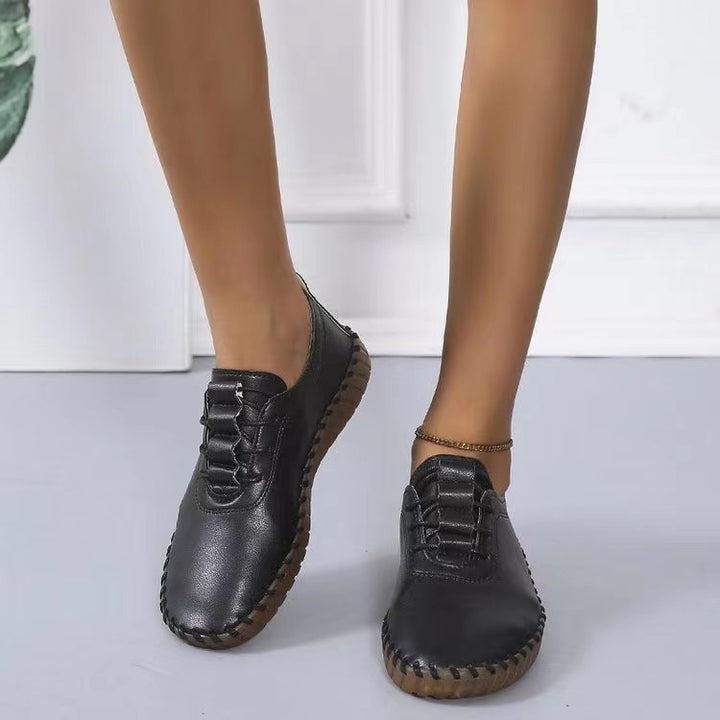 Damen bequeme Schnürschuhe aus hochwertigem Leder mit ergonomischer Sohle Drune